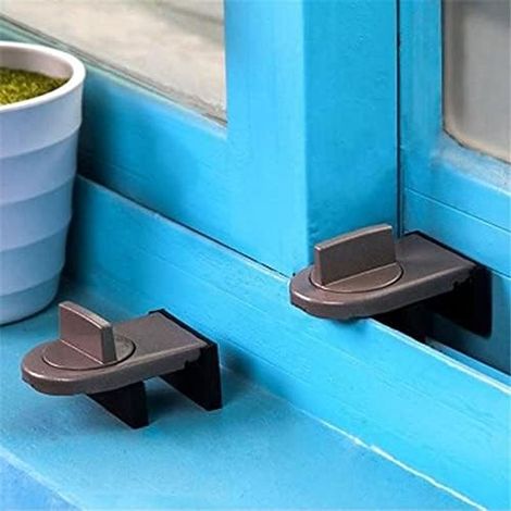 2 Pièces Fer Gris Verrou de Sécurité pour Porte Coulissante Arrêt de Fenêtre Coulissante (1/5)