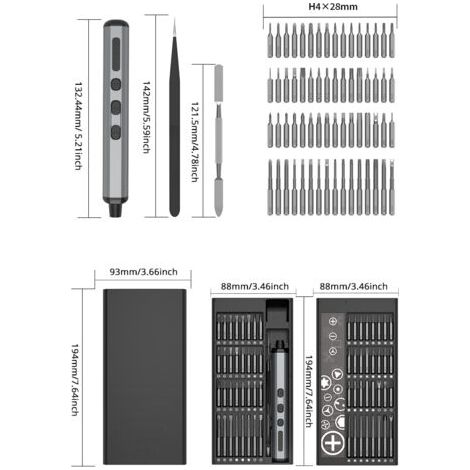 Mini tournevis électrique 68 en 1, outil de réparation magnétique de précision, chargeur CR-V ACTOR Type-C (1/5)