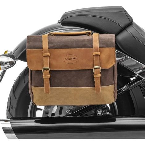 Sacoche Cavalière Laterale moto Canvas avec sac interieur CV5 marron