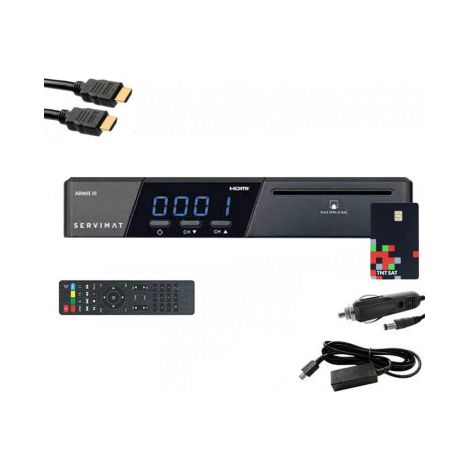 Pack SERVIMAT Récepteur satellite HD + Carte TNTSAT V6 + Câble HDMI + Câble 12V + Déport IR (1/3)