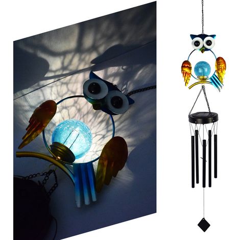 Carillon éolien solaire, carillon éolien hibou d'extérieur pour décoration de jardin, terrasse, chambre, cadeaux d'anniversaire, décorations de jardin (1/5)