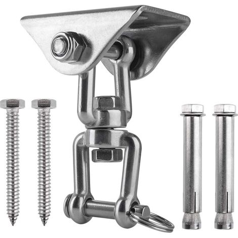 Innovative Ceiling Hook with 304 Stainless Steel 500KG Capacity 360° Rotation, Suspension for Concrete Wood Sets, Hanging Chair, Hanging Lamp, Hammock, Yoga, with 4 Fixing Screws