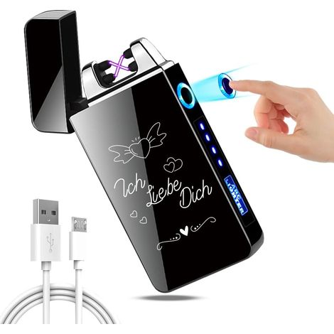 Briquet électrique USB avec inscription « Ich Liebe Dich » - Cadeau pour homme - Cadeau de Pâques - Anniversaire de mariage - Cadeau d'anniversaire pour lui, mari, ami (1/5)