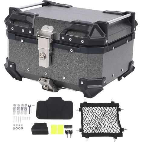 Boîtier supérieur de moto 25L avec serrure de sécurité, coffre étanche en alliage d'aluminium à dégagement rapide pour bagages de casque (1/5)