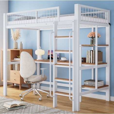 Bett Etagenbett Tisch Regale 90x200 Eisen HAVRYA (1/5)