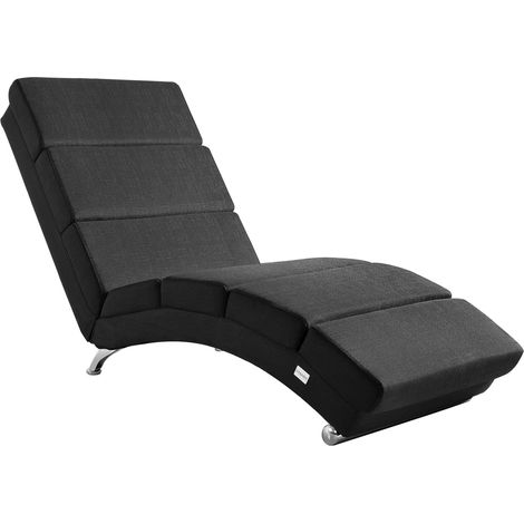 Casaria Chaise Longue XXL Interior sillón London con respaldo extra alto 186x55x89cm capacidad 180kg - modelo a elegir Tejido antracita