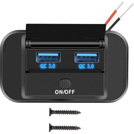 12V Prise Chargeur USB de Voiture 36W Double QC3.0 USB avec Interrupteur Étanche pour 12V/ 24V Voitures Bateaux (1/4)