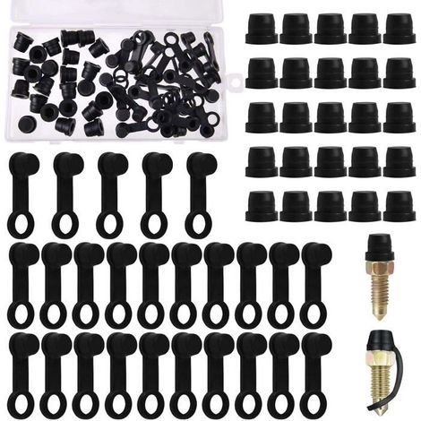50 pièces de capuchons de graissage, capuchons de purge de frein noirs, accessoires automobiles, capuchons de valve de purge (1/5)