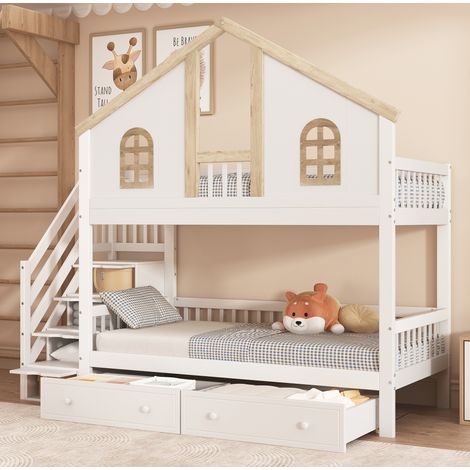 letto struttura 90x200 con cassetti scala contenitore OKMYHOME (1/5)