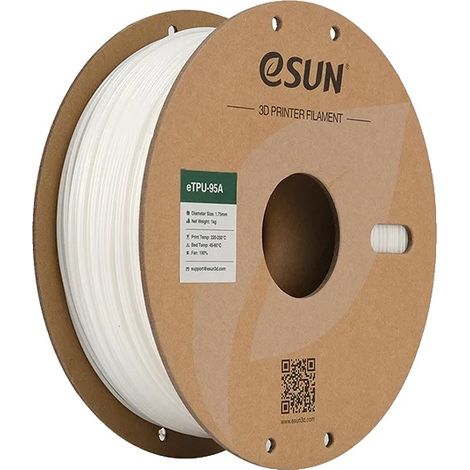 Filamento per stampante 3D, materiale flessibile, ad alta resilienza, bianco (1/2)