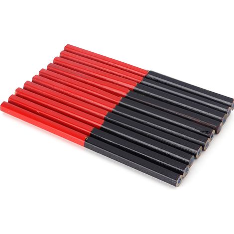 10 crayons de charpentier, rouges et bleus, à 2 mines, hexagonaux, à 2 pointes, marqueurs pour le travail du bois, outil à main (1/5)