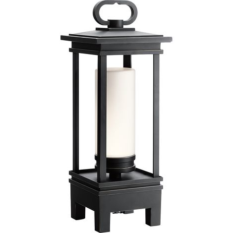 Elstead South Hope Lanterne de haut-parleur portable extérieur à LED intégrée, prise britannique, bronze huilé, IP44 (1/3)