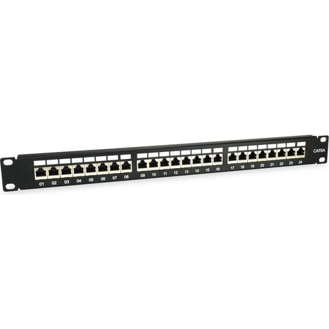 Equip patch panel 24x RJ45 Cat6A 19" FTP 1U ISO/IEC negro (1/4)
