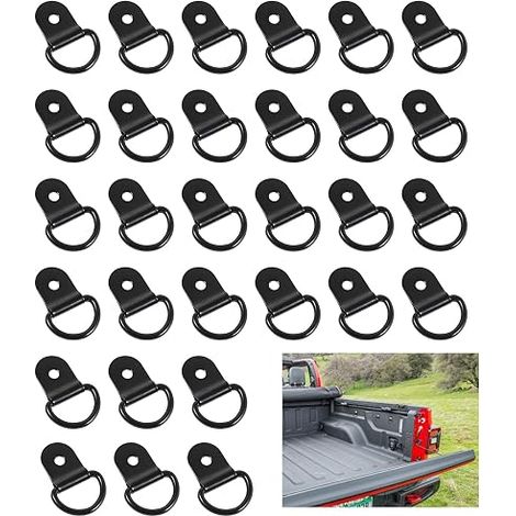 Tie Down Rings for Trailers, Traction Tie Down Ring Solid D 36 x 25 mm Tow Hooks for Trailers, Cars, Trucks, Camper Vans, Kayaks Power Tools, Black (1/5)