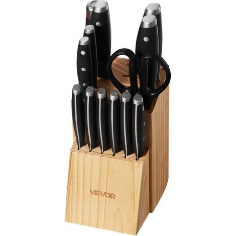 Set de couteaux de cuisine avec bloc - 15 pièces - Couteau de chef 20,3 cm - Couteau à découper 20,3 cm (1/5)