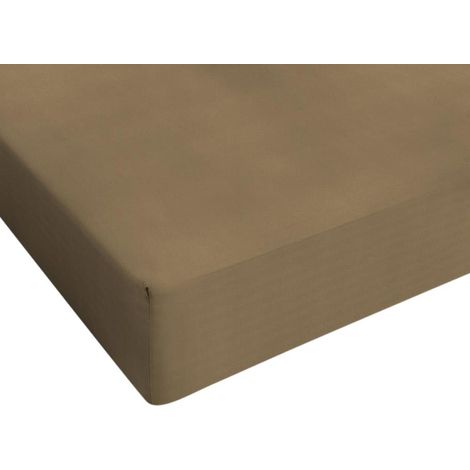 Drap-housse Jersey taupe 80/90/100x200cm (1/3)