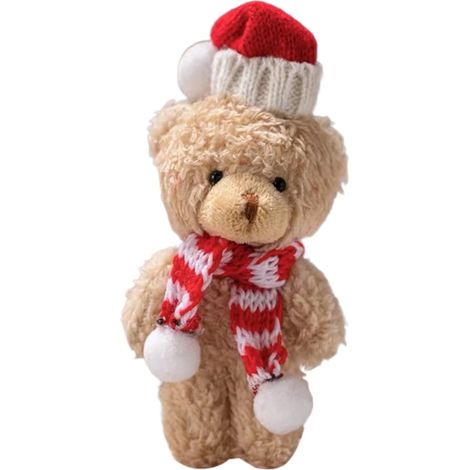 Peluche Ours De Noël - Ourson En Peluche À Boucles - Décoration De Sapin De Noël - 16 X 7 X 3 Cm - Marron - 1 Pièce (1/5)