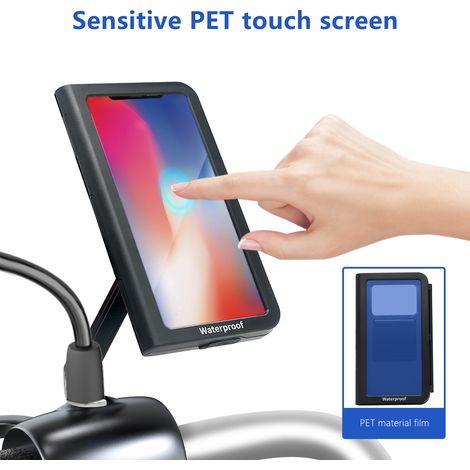 Support de téléphone pour moto étanche, pour écran tactile PET sensible de 4.7 à 7.0 pouces, Rotation réglable à 360 °, rétroviseur 6/8/10mm (1/5)