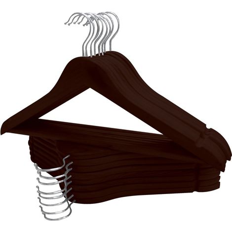 Perchas de Madera Premium para Ropa - Colgador Antideslizante, Muescas para Vestidos, Packs de 12/24