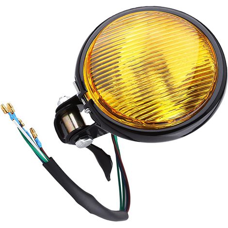 Phare de moto 5" rond ambré pour Yamaha, Kawasaki, Honda, Suzuki et custom - Ampoule de projecteur pour chopper (1/5)