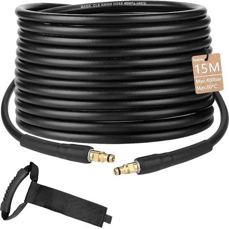 15m Flexible Tuyau pour Kärcher K2 K3 K4 K5 K6 K7 Nettoyeur Haute Pression Accessoires Tuyau de Rechange d'extension Rallonge Tuyaux de Rechange Pièces Détachées avec Connecteur Rapide (1/5)