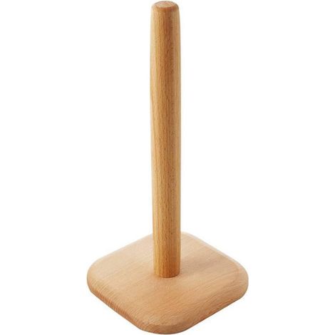 Support Pour Essuie-Tout - En Bois Naturel - Hauteur 30 Cm - Base Ronde Épaisseur 2,5 Cm - Structure Détachable - Pour Cuisine Salle À Manger Salle De Bain - 1 Pièce (1/4)