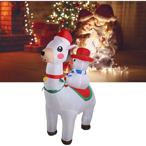 Bonhomme de neige de Noël lumineux à LED de 1,8 mètre chevauchant un alpaga, décoration de cour de Noël, norme européenne 220V. (1/5)