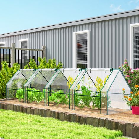 Mini Serre de Jardin mini serre tunnel 4 fenêtres avec Zip enroulables Acier PE 140 g/m² Anti-UV 360x90x90cm Transparent (1/5)