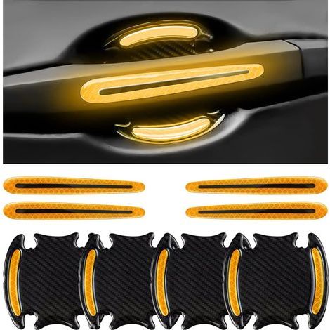 8-teiliges Set Kratzschutzfolien für Autotürgriffe, selbstklebende Folien für Autotürgriffe, 3D-Aufkleber für Türgriffe (Gelb) (1/5)