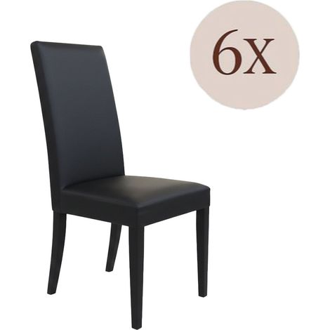 Set di Sedie Ferraris, 6 Sedie, Imbottito, Effetto Laccato, Nero
