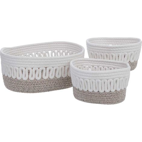 Set 3 cestos de algodón blancos 33x26x14, 20x15x11, 20x15x11h cm (1/5)