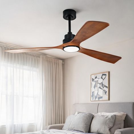 Ventilateur de plafond 152 cm en métal et bois avec éclairage (1/5)