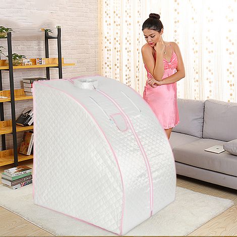 Sauna à Vapeur et Cabine, Tente de Sauna Pliable, Générateur de Vapeur de Sauna 1.5L 1000W pour Bain de Sauna, Amincissement, Détoxification, Thérapie Corporelle, Argent (1/5)