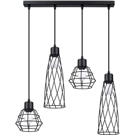 Suspension industrielle noire SUBA 4xE14 Sollux (1/5)