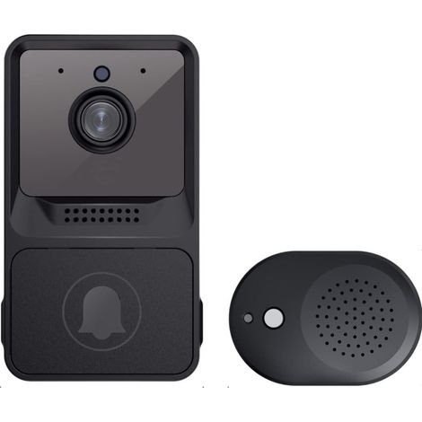Caméra de sécurité sans fil avec sonnette vidéo Interphone vidéo domestique intelligent WIFI Vision nocturne infrarouge caméra d'alarme de sécurité à domicile extérieure 480P bouton sans fil sonnette (1/5)