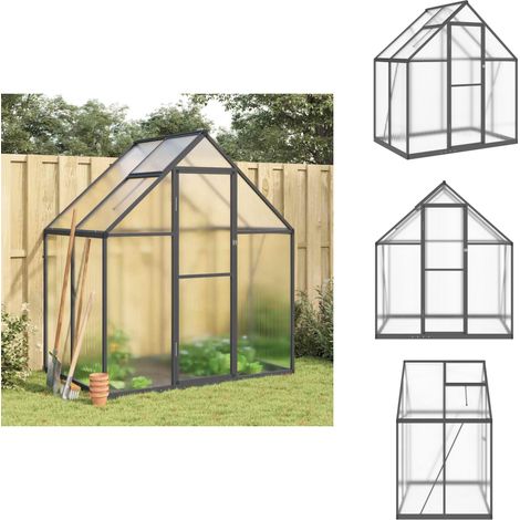 Gewächshaus mit Fundamentrahmen Anthrazit 169x114x195 cm Alu - Gehäuse - Gewächshaus - Polycarbonat Greenhouse - Gartengewäschhauss - Aluminium Greenhouse (1/5)