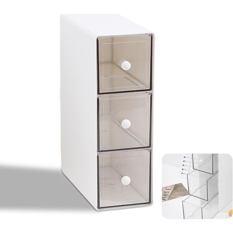Boîte à thé avec 3 tiroirs : boîtes à sachets de thé en plastique, boîte de rangement pour sachets de thé, organiseur de cuisine pour coiffeuse, sachets de thé, dosettes de café, sucre, transparent, 2 (1/5)