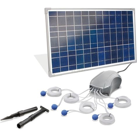 Esotec – Aérateur solaire pour bassin 600L-25W – 5 sorties d'air – Débit max 600L/h – Installation simple sans électricité (1/7)