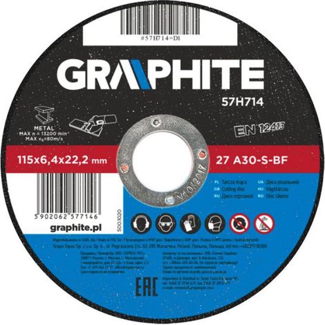 Disque Abrasif - 115 x 6,4 x 22,2 mm - A30-S-BF - Norme EN12413 - 1 Pièce
