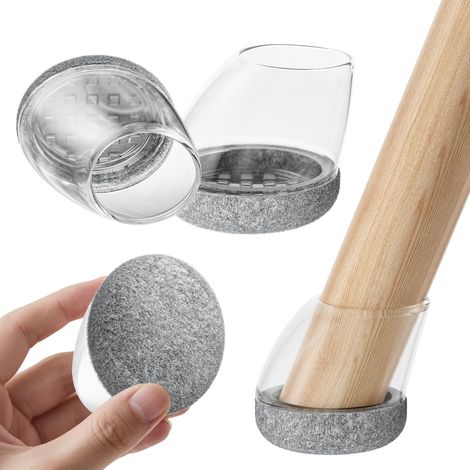 Stuhlbeinschoner – 24 Stück – Integriertes Silikon und Filz – Kratzfest und geräuscharm – Für Holz- und Fliesenböden – Rund, 20–26 mm (1/5)