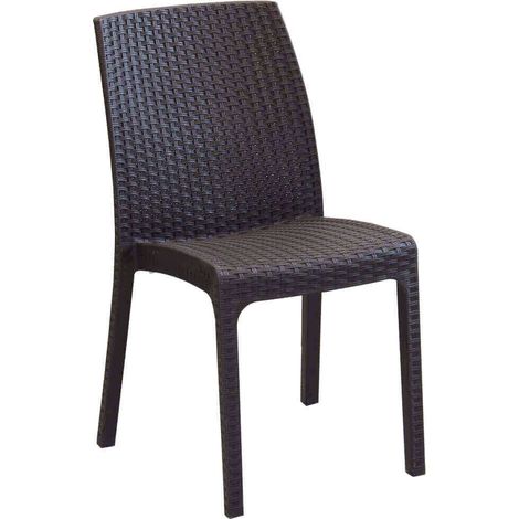 Sedia da Giardino Impilabile in Wicker cm 47x59x86 - VIRGINIA - Colore: Marrone (1/5)