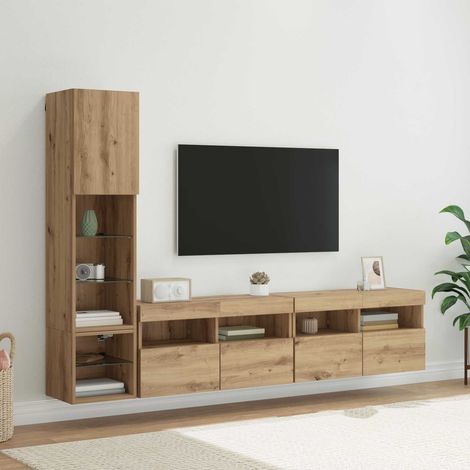 vidaXL Unità TV da Parete 4 pcs Rovere artigianale Legno