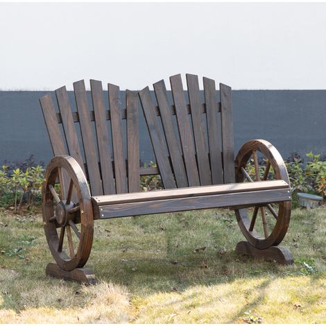 Banc de jardin 108x66x95 cm en bois brun foncé, design moderne pour terrasse FLORAGRACE (1/5)