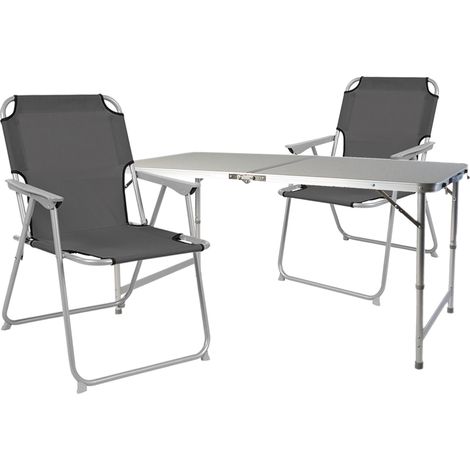 3-teiliges Campingmöbel Set 120x60x58/70cm Anthrazit-MMC330872+2xMPO2600-grau (1/4)