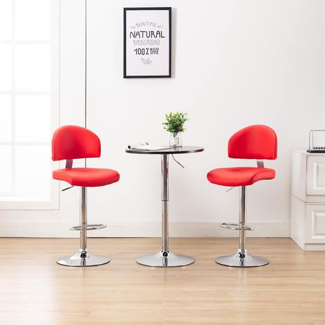 vidaXL Tabourets de bar lot de 2 rouge similicuir (1/5)