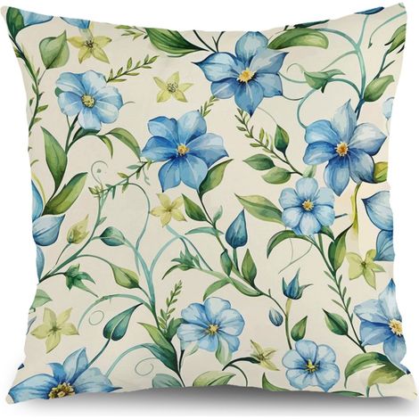 Housse de coussin floral coton printemps été, décoration salon style ferme rustique,45×45cm (1/5)