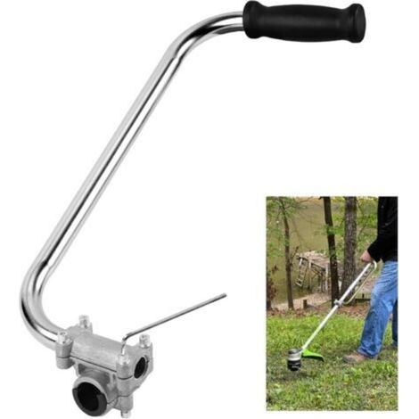 Poignée de coupe-herbe ergonomique en aluminium avec pince de fixation pour l'entretien des pelouses, l'aménagement paysager et la tonte de jardin.