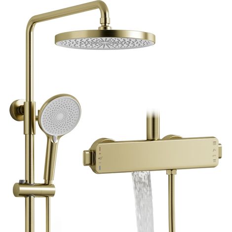 Colonne de douche,Système De Douche Thermostatique,Ensemble de colonne de douche 3 en 1,Avec 260mm Douche De Tête,Système de douche à effet pluie avec douchette à main (1/5)