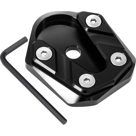(Noir) Plaque de support de béquille latérale, extension de béquille compatible avec les scooters Piaggio Vespa LX Primavera Sprint 125 et 150 Maxpower. (1/4)