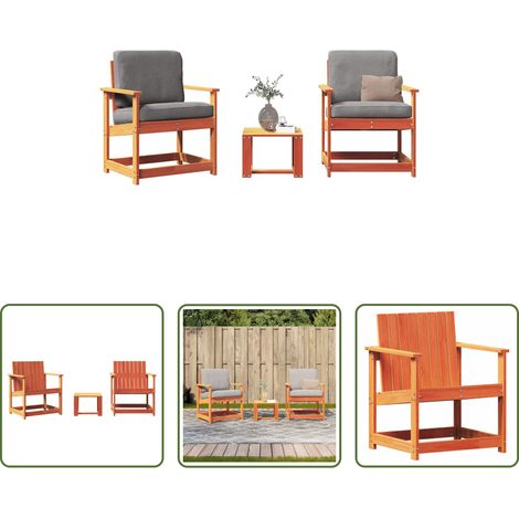 Gartentisch - 3-tlg. Garten-Lounge-Set Wachsbraun Massivholz Kiefer (1/5)